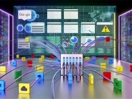 Moderner Serverraum mit halbtransparentem Proxy und farbigen Datenströmen, die an Cookie-Bannern und Adblockern vorbei ins sichere Tracking-Dashboard fließen.