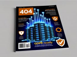 Stilisierte Server-Architektur mit verbundenen Datenströmen, DSGVO-Ready-Schild, Google-Analytics- und Adblocker-Symbol vor dunkelblau-weißem Hintergrund