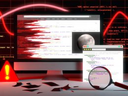 Ein Monitor mit moderner Webseite, roten Fehlermeldungen und sichtbaren Code-Fragmenten, im Hintergrund ein fallendes Google-Ranking-Diagramm, zerfallende Seitenelemente, Lupen und W3C-Validator-Fehlerbericht im Vordergrund.