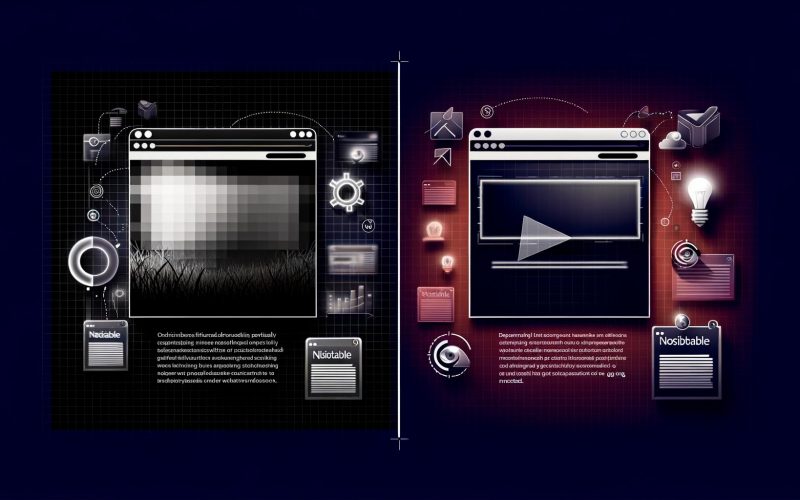 Moderne digitale Illustration mit verblasster Bannerwerbung im Footer und einer deutlich sichtbaren Anzeige oberhalb der Falz auf einem Desktop, ergänzt durch Eye-Tracking-Linien und Sichtbarkeitsanzeige.