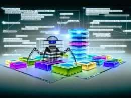 Dynamische Illustration einer modernen SEO-Zentrale mit mehrschichtigem, transparentem Content-Stack, verbunden durch digitale Lichtlinien und analysiert von einem Googlebot-ähnlichen Crawler.