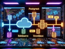 Hightech Datenzentrum mit Airbyte, Docker-Microservices, Datenquellen-Logos, technische Dashboards und deutschen Profi-Tipps auf Screens und Notizen.