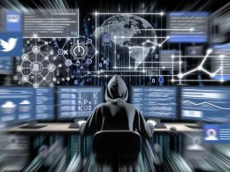 Illustration einer jungen Person mit Hoodie, die von Code, Algorithmen-Diagrammen, Hashtags, Follower- und Bot-Symbolen umgeben ist. Die Farbpalette ist blau, grau und neon, die Stimmung technisch und analytisch.