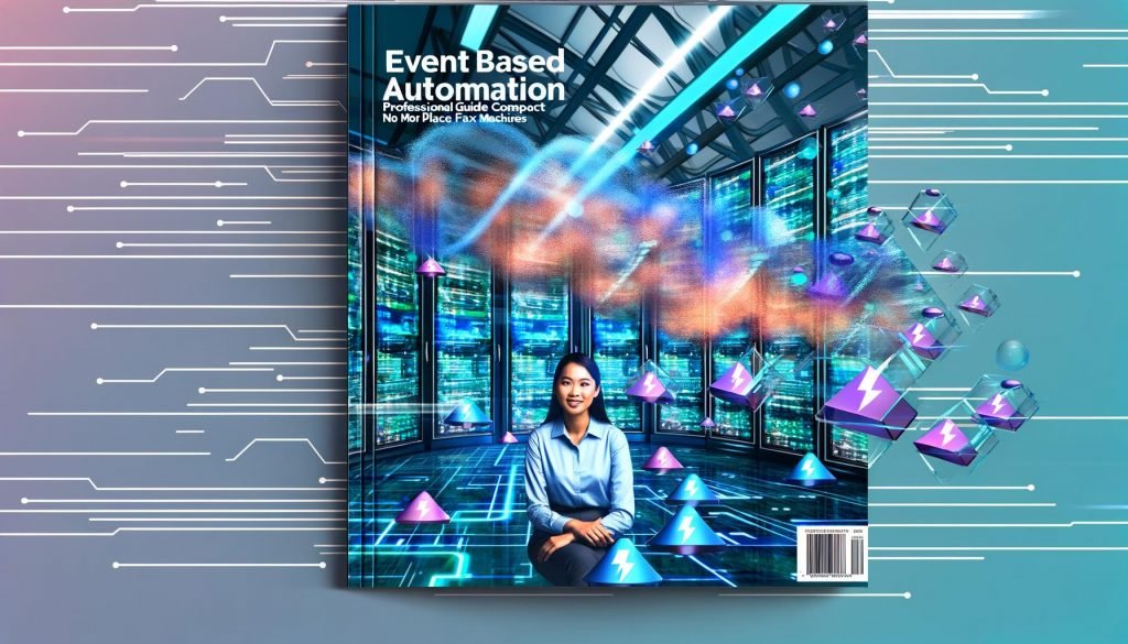 Junger Tech-Experte vor transparenten großen Screens mit Datenströmen, Event-Icons und Airbyte-Logos, im Hintergrund verschmelzen Serverracks, Wolken und Architekturskizzen zu einem Hightech-Netzwerk, plakative Headline im Vordergrund.