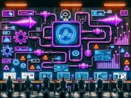 Illustration einer modernen Marketing-Abteilung im Maschinenraum-Stil mit Airbyte-Dashboard, leuchtenden Data-Pipelines, MarTech-Tools, API-Icons und nerdigen Details in Cyberpunk-Optik.