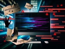 Monitor mit chaotisch verteilten Code-Schnipseln und Analytics-IDs, zerknüllte Reports, Warnsymbole und Copy-Paste-Hand-Icons vor einer urbanen, düsteren Tech-Büroumgebung.