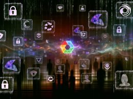 Düstere digitale Matrix-Szene mit schwebenden Cookie-Consent-Fenstern, AdBlocker-Icon, Fingerabdruck, VPN-Symbolen und zerbrechenden Cookies, einer leuchtenden Analytics ID im Zentrum, umgeben von Marketer-, Hacker- und Datenschützer-Figuren, überwacht von Chrome, Safari und Firefox Logos.