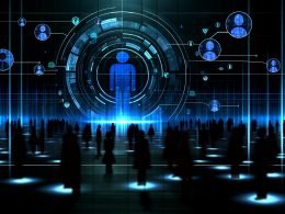 Digitales Kontrollzentrum mit LinkedIn-Logo, komplexem Dashboard, Silhouetten von Menschen hinter Firewalls, Zensurbalken und gefilterten Nutzerstimmen in bläulichem Licht