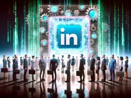 Illustrationen zeigen LinkedIn als digitale Arena mit Torwächtern, Algorithmen, Influencer-Taktikraum, Analyse-Tools und einer strategischen Landkarte durch Netzwerklabyrinthe. Weitere Motive sind Waagschalen mit Gatekeepern und Newcomern sowie ein strategischer Schachzug auf Datenfeldern.