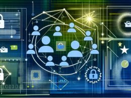 Moderne Grafik von verbundenen Nutzer-Silhouetten, Datenströmen, Browserfenstern, Code und GDPR-Symbolen in datenschutzfreundlicher, cookieloser Umgebung.