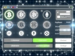 Shopify-Shop-Checkout-Seite mit Auswahl an Krypto-Zahlungen wie Bitcoin, Ethereum, USDT sowie PayPal und Kreditkarten, moderner und vertrauenswürdiger Look mit Blockchain-Elementen.