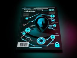 Futuristisches Magazin-Titelbild mit abstrakter Website-Visualisierung, anonymisiertem Nutzer-Avatar und Datenschutzsymbolen wie Vorhängeschloss, Server-Icon und EU-Sternkreis vor dunklem Hintergrund.