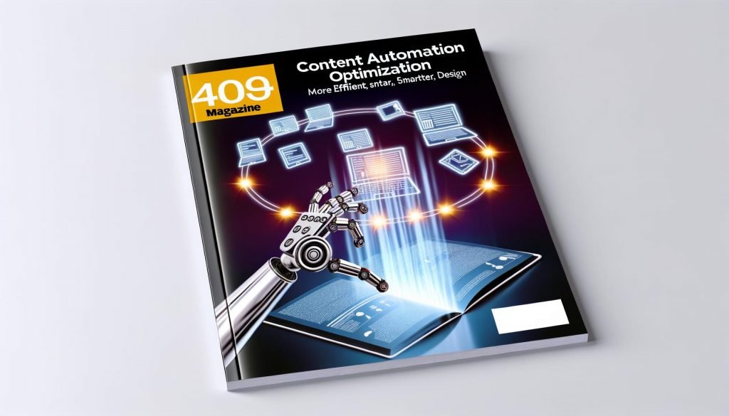 Halbtransparenter Roboter-Arm jongliert Marketing-Workflow mit Datenströmen, Textbausteinen und Geräten vor futuristischem, dynamischem Hintergrund.