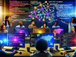 Gruppenszene von Digital Marketers und Data Engineers an leuchtenden Monitoren mit Code, Dashboards und Whiteboard zur Darstellung professioneller Social Media Scraping-Prozesse.