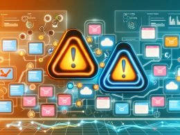 Illustration eines modernen Make.com Dashboards mit Automationsmodulen, markierten Fehlerpunkten, speziellen Error-Handling-Symbolen, Benachrichtigungsfenstern für E-Mail und Slack sowie Monitoring-Chart auf hellem Hintergrund.