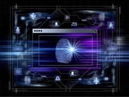 Futuristische Grafik eines Browser-Fingerprint-Workflows mit hervorgehobenen Datensignalen, digitalem Fingerabdruck und Konfrontation zwischen Marketing und Datenschutz.