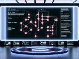 Moderne n8n Automatisierungs-Workflow-Visualisierung in einem cyberpunkigen Kontrollraum mit Fehlererkennung, Verzweigungen, Warnsymbolen und Monitoring-Displays.