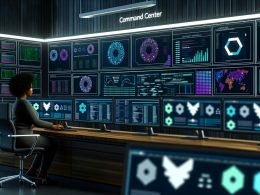 Data Engineer in einem modernen Command Center mit großen Dashboards, Code-Snippets und Snowplow-Anwendungen, die Privatsphäre und Datenkontrolle betonen.