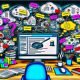 Moderne, magazinartige Illustration eines verwirrten WordPress-Admin-Dashboards mit bunten Icons für beliebte SEO-Plugins, über dem Gedankenblasen mit SEO-Elementen und technischen Notizen schweben.