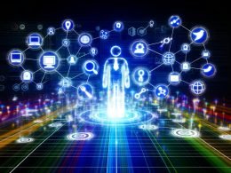 Modernes Titelbild mit stilisierter Person vor vernetztem digitalen Kommunikationsnetzwerk, umgeben von Icons für Suchmaschinen, Social Media und Online-Magazine, dazu technische SEO- und Analyse-Elemente im Hintergrund.