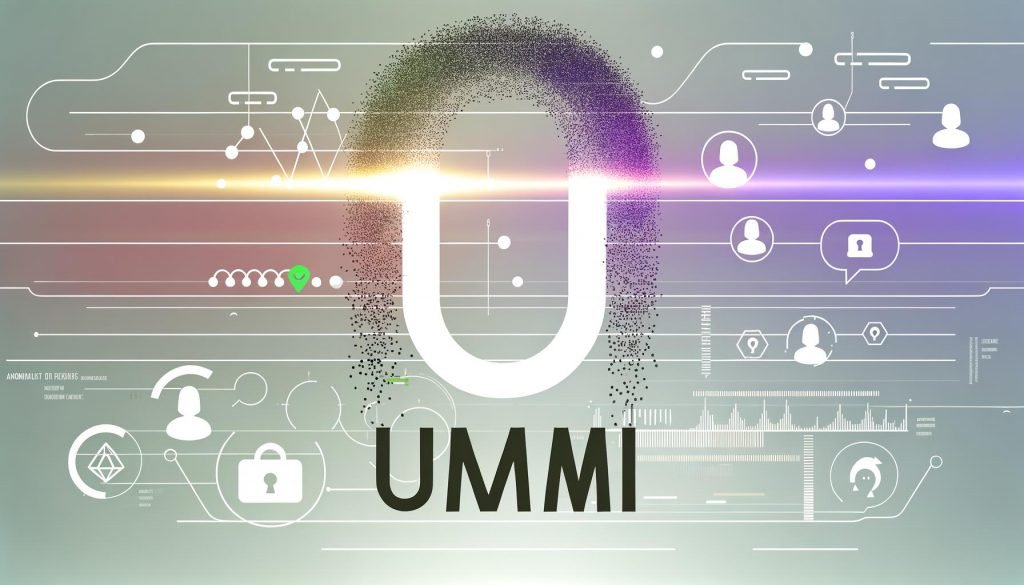 Editorial-Titelbild mit großem Umami-Schriftzug, aus dem bunte Datenströme und Symbole fließen. Im Hintergrund befinden sich Analytics-Kurven, Avatare und Datenschutz-Icons wie ein grünes Schloss und DSGVO-Siegel.