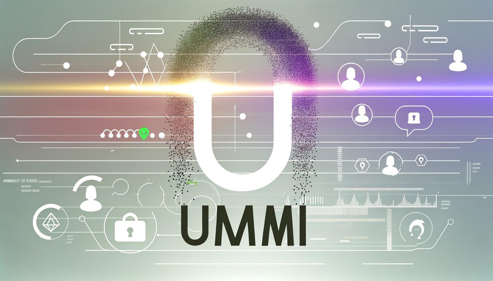 Editorial-Titelbild mit großem Umami-Schriftzug, aus dem bunte Datenströme und Symbole fließen. Im Hintergrund befinden sich Analytics-Kurven, Avatare und Datenschutz-Icons wie ein grünes Schloss und DSGVO-Siegel.