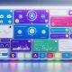 Modernes Dashboard-Interface mit Slack-Farben, Live-Daten, SaaS-App-Logos wie Jira, GitHub und Salesforce sowie Workflow-Diagrammen und Code-Ausschnitten.