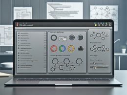 Offener Laptop mit Dashboard einer Consent-Management-Plattform, farblich markierte Cookie-Schalter und verschwommene Datenflussdiagramme sowie juristische Unterlagen im Hintergrund