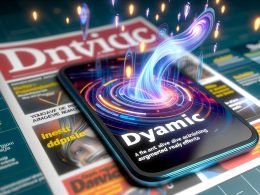 Futuristisches Smartphone mit Facebook Instant Article und lebendigen AR-Elementen, umgeben von Mobile-Publishing-Icons und Lichteffekten