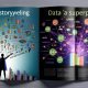 Person befreit Zahlen und Diagramme aus einem dunklen Excel-Bereich in eine farbenfrohe, klar geordnete Welt mit Datenvisualisierungen, Story-Pfaden und Data-Dashboards.
