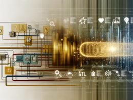 Modernes Titelbild mit Datenpipeline, Rohdaten links, strukturierte Data-Insights rechts, umgeben von digitalen Grafikelementen, Diagrammen, Dashboards und technischen Symbolen.