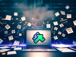 Moderner Nachtschreibtisch mit Laptop, Zapier-Logo auf dem Bildschirm, umgeben von App-Skizzen (Slack, Google Sheets, Shopify, Trello) und einer To-Do-Liste mit durchgestrichenen Aufgaben.