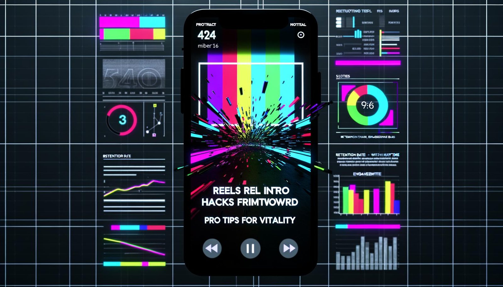 Magazin-Header mit 404 Magazine Logo, auffälligem Smartphone-Display mit aktivem Video-Editing, bunten Effekten und digitalen Statistiken im Hintergrund.