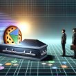 Metaphorische Beerdigung der Third-Party-Cookies mit Business-Marketern, digitalem Keks im Sarg, Outbrain-Figur und Browser-Icons im Hintergrund.