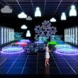 SEO-Profi analysiert Algorithmen in futuristischem Maschinenraum mit Servern, Zahnrädern, Analysegrafiken und schemenhaften Figuren historischer Algorithmus-Updates im Hintergrund.
