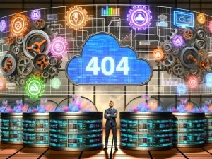 Futuristischer Maschinenraum aus Glas und Stahl, mit verzahnten digitalen Datenströmen, bunten KPI-Icons, einer Marketingspezialistin vor leuchtenden Bildschirmen, farbigen Datenkanälen zu KPIs, Tracking- und Consent-Säulen, sowie strukturierter Marketing-Kommandozentrale.