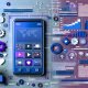 Smartphone mit laufenden Social-Media-Shorts, umgeben von Diagrammen, Engagement-Icons, Algorithmus-Grafiken und digitalen Analyse-Elementen auf modernem Farbhintergrund.