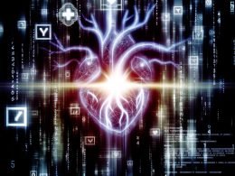 Futuristische, dunkel gestaltete Titelseite mit leuchtender Datenader, digitalem Herz, Datenchips, Dashboards, Zahlenreihen und verschwommenen Daten-Elementen im Hintergrund