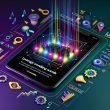 Modernes Magazin-Titelbild mit Smartphone, YouTube Shorts-Videos, farbenfrohen Soundwellen, Symbolen für Datenanalyse, Algorithmus und Trends. Darüber digitaler Schriftzug: Shorts Trending Sounds nutzen – Erfolg smart planen.