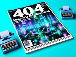 Futuristisches Editorial-Titelbild einer modernen Großstadt bei Nacht, mit digitalen Hologrammen, Datenströmen und dem Schriftzug SEMANTIC AD MATCHING, daneben eine verblassende Faxmaschine.