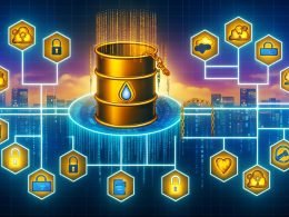Digitale Illustration eines goldenen Öl-Fasses, das sich in Binärcode verwandelt und den Wert von Daten als neues Öl symbolisiert. Szenen umfassen Vergleiche zwischen First und Third Party Daten, technische Infrastrukturen, datenbasierte Personalisierung, Compliance-Maßnahmen und eine zukunftsweisende Stadt aus Datenströmen.