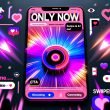 Modernes TikTok-Interface auf Smartphone mit auffälligem CTA-Button in pink-lila und neonblau, animierten Pfeilen, stylischen Emojis und Zuschauer-Avataren im energiegeladenen Magazin-Stil.