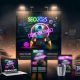 Futuristische Großstadt bei Nacht mit leuchtenden digitalen Anzeigen zu SEO 2025, Core Web Vitals und Page Speed. Im Vordergrund landet eine Präsentation im Müll, daneben eine detailreiche Website auf Laptop, Tablet und Smartphone. Ein Roboter-Google-Crawler scannt optimierte Seiten, alte verblassen.