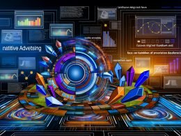 Futuristisches Titelbild mit digitalen Content-Widgets, Native-Ads, technischen Diagrammen, Performance-Kurven und Datenströmen, akzentuiert in Blau und Orange; im Hintergrund das Revcontent-Logo.