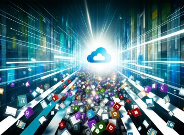 Futuristisches Titelbild zeigt chaotische Datenquellen wie Excel-Tabellen, Cloud-Icons und Aktenordner, die sich zu einer klaren Datenstraße formen, an deren Ende ein beleuchtetes Dashboard steht.
