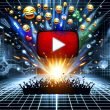 Titelbild mit YouTube-Player als Arena, explodierenden Memes, Emojis und Creator-Silhouetten vor algorithmischen Datenströmen im modernen, zynischen Stil.