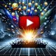 Titelbild mit YouTube-Player als Arena, explodierenden Memes, Emojis und Creator-Silhouetten vor algorithmischen Datenströmen im modernen, zynischen Stil.