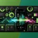 Audio-Streaming-App auf Smartphone mit personalisierten dynamischen Werbebannern, Audiowellen, Standort-, Genre- und Stimmungs-Icons, sowie Mikrofon- und Voice-Ads, inspiriert von Spotify.