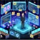 Futuristischer Kontrollraum mit digitalen Dashboards, zerrüttetes Büro voller Tracking-Fehler, moderner Überblick zu Tracking-Technologien, Roadmap der Tracking-Reise, humorvolle Szene von Tracking-Ausfällen, rechtliche Abstimmung zum Datenschutz und ein Jet-Cockpit, das erfolgreiche Steuerung symbolisiert.