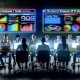 SEO-Profis sitzen im modernen Büro vor großen Monitoren mit bunten Dashboards, Rankings, Ladezeiten und Crawler-Ansichten sowie sichtbarem Schriftzug ‚SEO Analyse Tools: Die Geheimwaffen der Profis‘.
